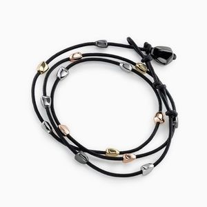 Stella & Dot Leather Ulani Wrap Bracelet/Necklace - mixed metal